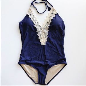 Reposh: NWT navy blue lace front one piece